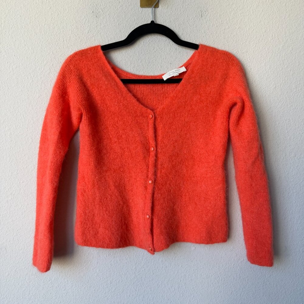 Sézane Barry Cardigan Sweater in Orange Mohair Blend Size XXS - Picture 2 of 5